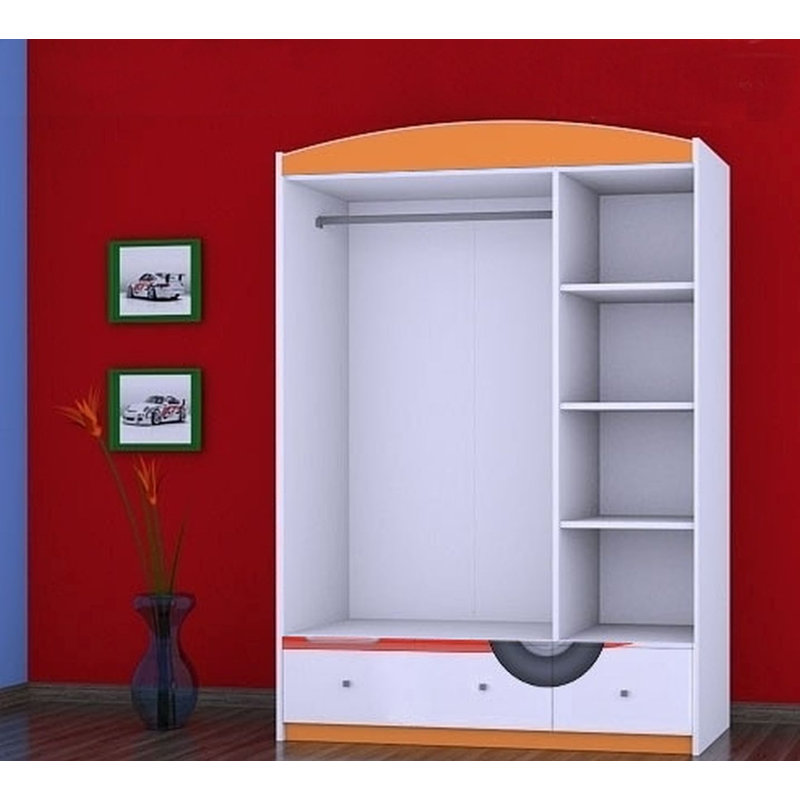Overstreet 3 Door Wardrobe, Orange