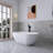59'' Solid Surface Freestanding Soaking Bathtub In White
