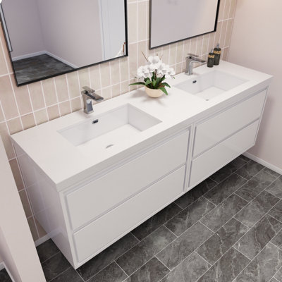 Azden 70.6" Wall-Mounted Double Bathroom Vanity Set