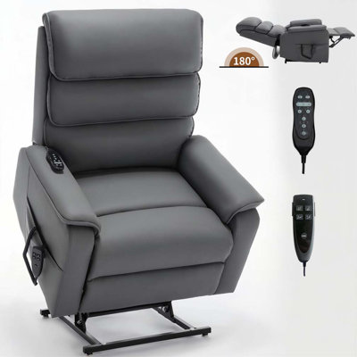 Fauteuil inclinable en similicuir en polyuréthane avec télécommande électrique, massage thermique et mécanisme de mouvement robuste