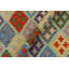 Tapis bleu / vert en laine tissé à la main à motif tribal / géométrique / sud-ouest de couleur cépage Cedor 3 pi 5 po x 4 pi 6 po