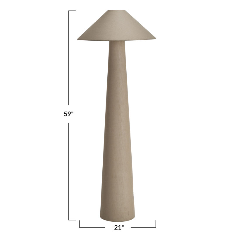 Tall Linen Floor Lamp with Shade and Inline Foot Switch