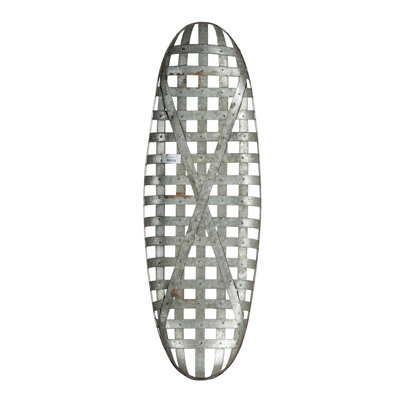 Art mural rétro en métal 12,4 x 3,1 x 37,4, 100% fer, ravissante grille argentée 12,5 po x 3 po x 37,5 po avec grille, style rustique