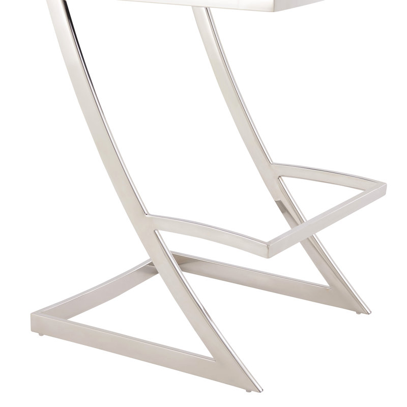Tabouret de bar en métal Addicyn, Noir rétro / acier inoxydable brossé, Tabouret de bar (assise de 30 po de hauteur)