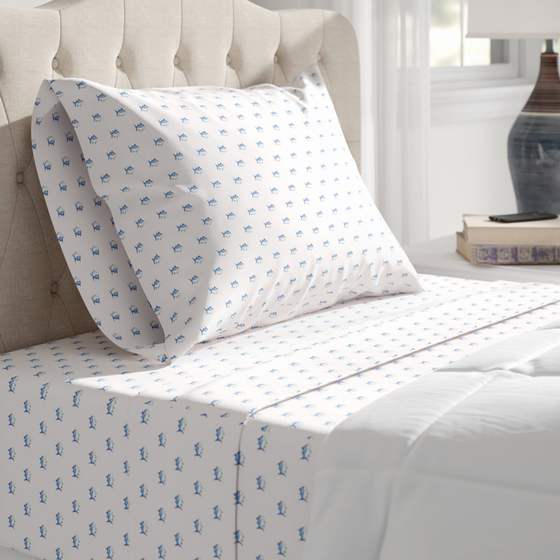 Ensemble de literie en coton à contexture de 200 fils Skipjack, Topaze bleue, Grand