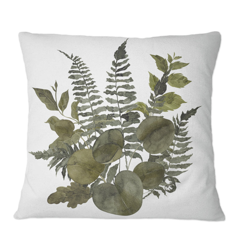 Bouquet rétro avec fleurs sauvages et herbes IV - coussin décoratif traditionnel, 18 po x 18 po