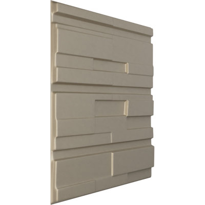 Panneau mural décoratif 3D brique décalé l 19 5/8 po x H 19 5/8 po EnduraWall, argent métallique (couvre 2,67 pieds carrés)