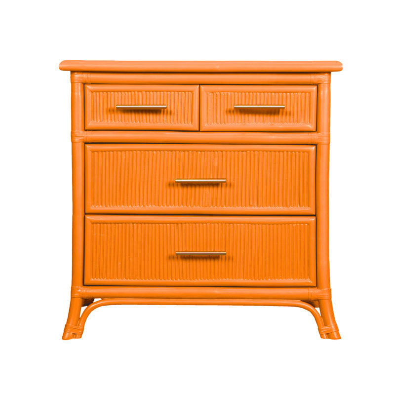 Bermuda 4-Drawer Nightstand, Citrus Orange