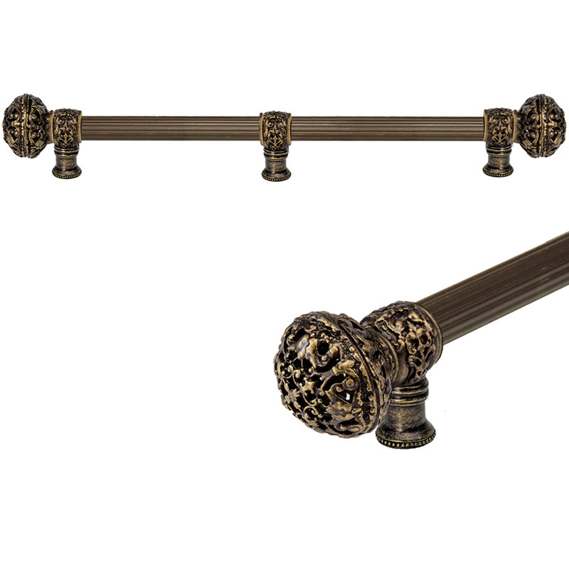 Juliane Grace 18 inches c.c. with 5/8 reeded center long pull large finial with center brace in Antique Brass, Antique Brass