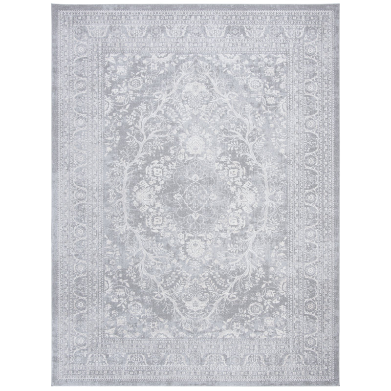 Calidia Power Loom Light Gray/Cream Rug, Rectangle 10' x 14'