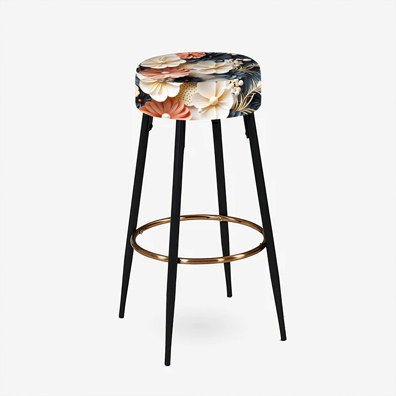 Sable et coquillages, motif tropical - ensemble de 2 tabourets de bar tropicaux