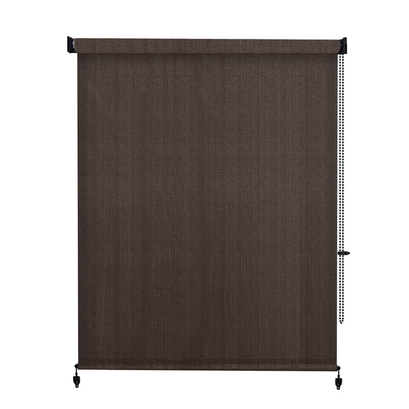 Store à enroulement semi-transparent d'extérieur avec store enroulable à cordon, Chocolat, Rectangle 72 po x 72 po