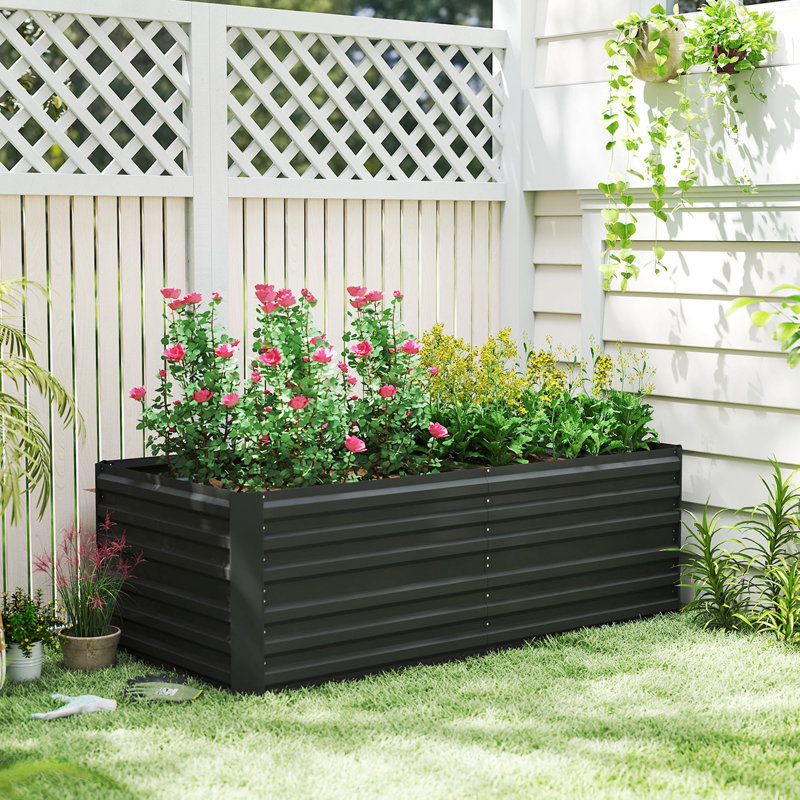 Kiger Metal Raised Garden Bed, Black, 23.3" H x 70.8" W x 35.5" D