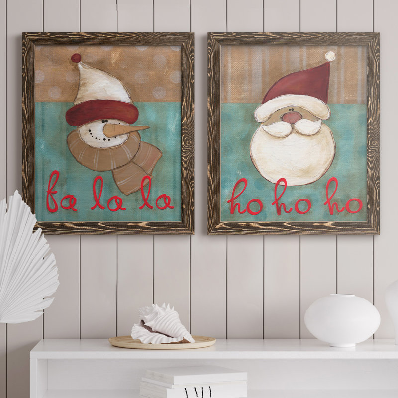 FaLaLa with Strip Dot - ensemble de 2 peintures, H 20 po x l 17 po x P 1 po, Toile avec cadre en noyer, Pas de tapis