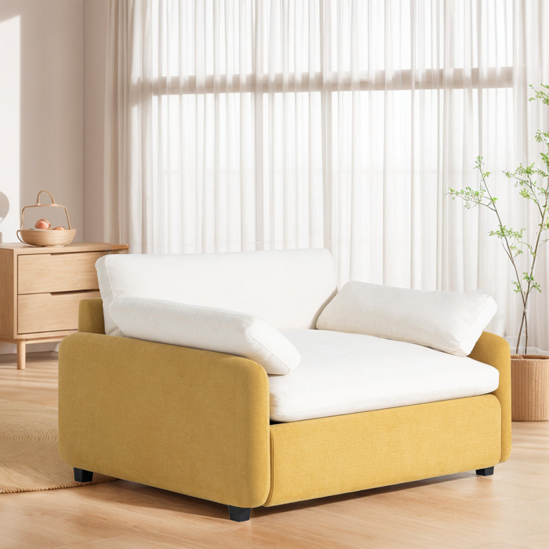 Fauteuil d'appoint 50 po, Blanc / jaune