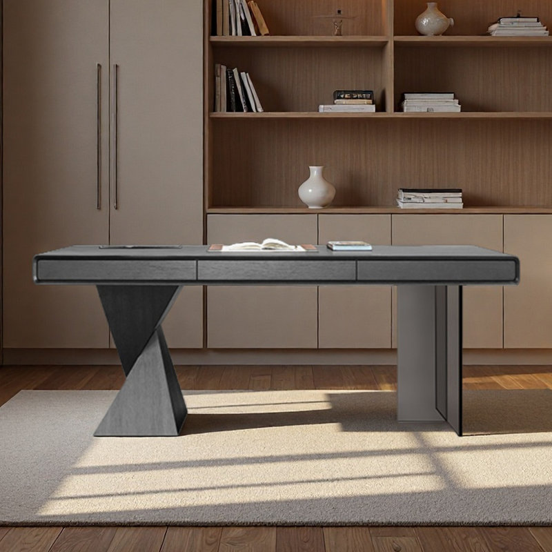 Acrylic desk legs with smart power strip, 29.92" H x 78.74" W x 31.5" D, Black