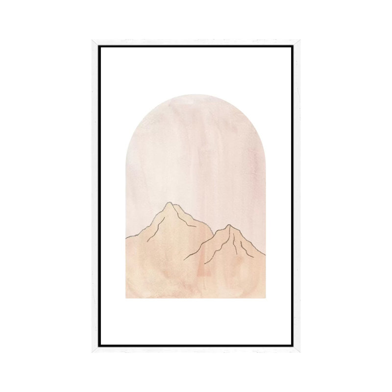 Pastel Mountains In Arch - Painting on Canvas, White Framed, 66.04cm H x 45.72cm W x 3.81cm D