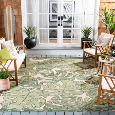 Tapis d'intérieur / extérieur à motif floral Lueck