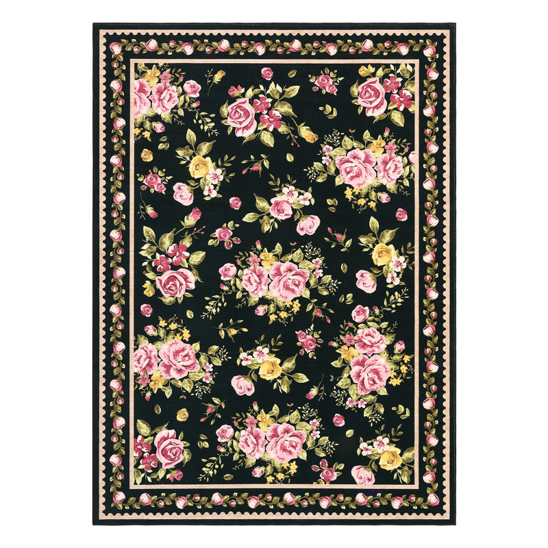 Area Rugs Vintage Floral Pattern Carpet Washable Foldable Rugs Modern Home Decor Rug Bedroom Living Room Rugs and Easy Care Carpet Floor Mats