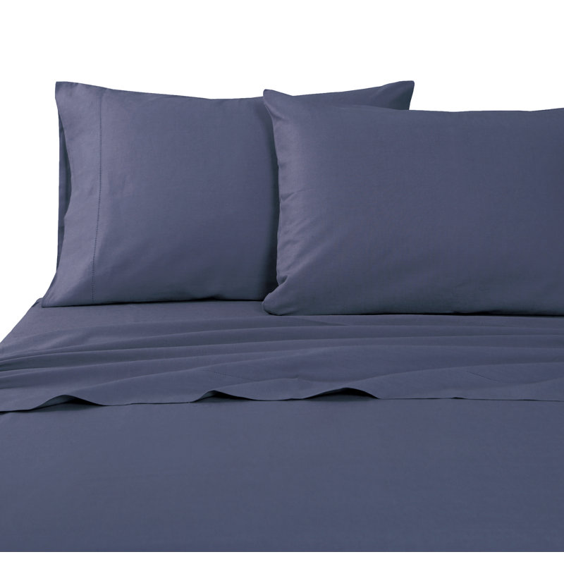 Cotton Blend Sheet Set, Queen, True Navy