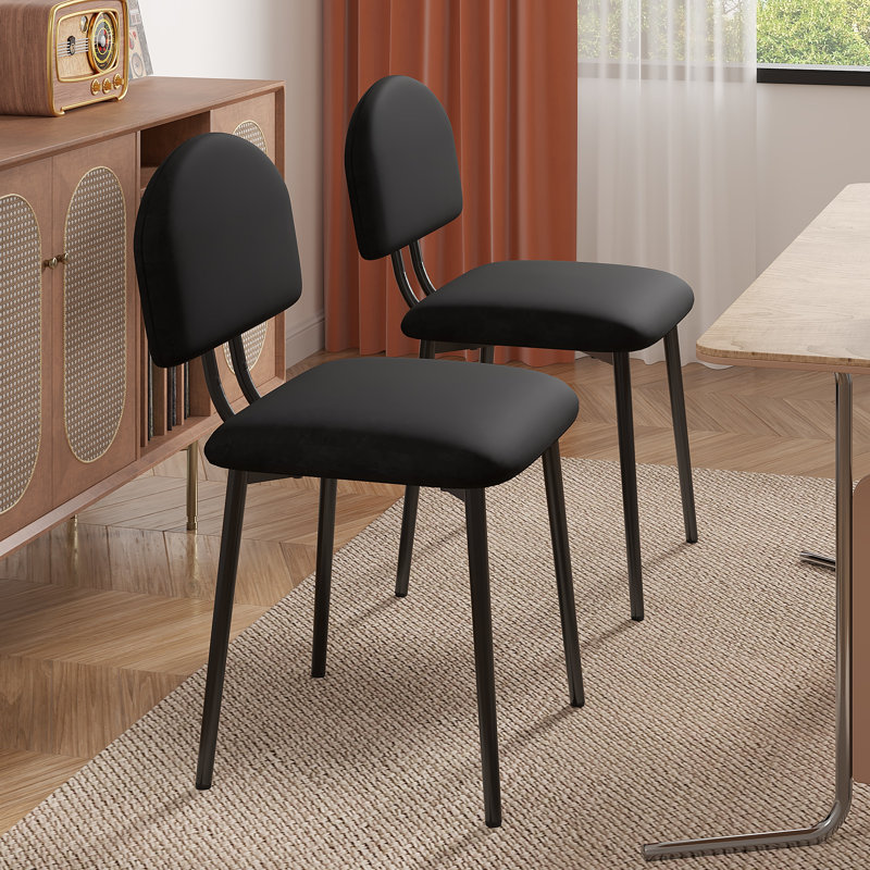 Ensemble de 2 chaises de salle à manger rembourrées, chaises de cuisine rembourrées en similicuir avec siège rembourré et pieds en métal, chaises de salle à manger modernes et contemporaines pour la cuisine, la salle à manger, le meuble-lavabo, le salon