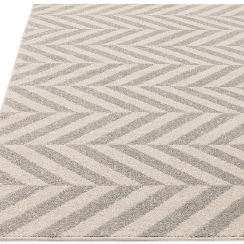 Bray Grey/Cream Chevron Area Rug, Rectangle 160 x 230cm
