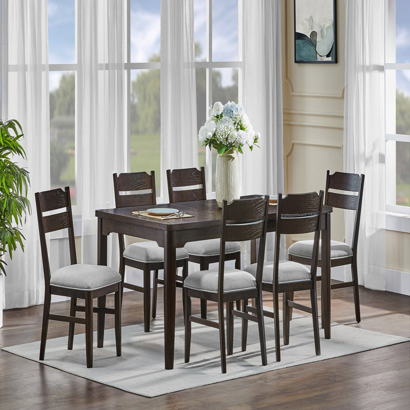 Meuble en bois 7pc, 7 Pieces:  Table, 6 Chairs 