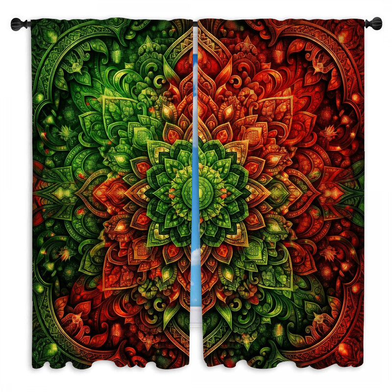 Rideaux de fenêtre complexes à motif de mandala obscurcissant et obscurcissant - 2 panneaux, 20in x 60in - 2 panels