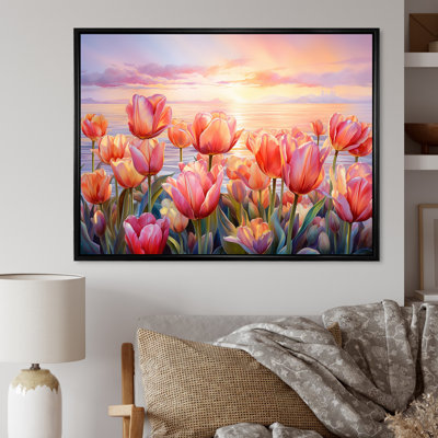 Tulipes coucher de soleil IV - Tulipes, art mural