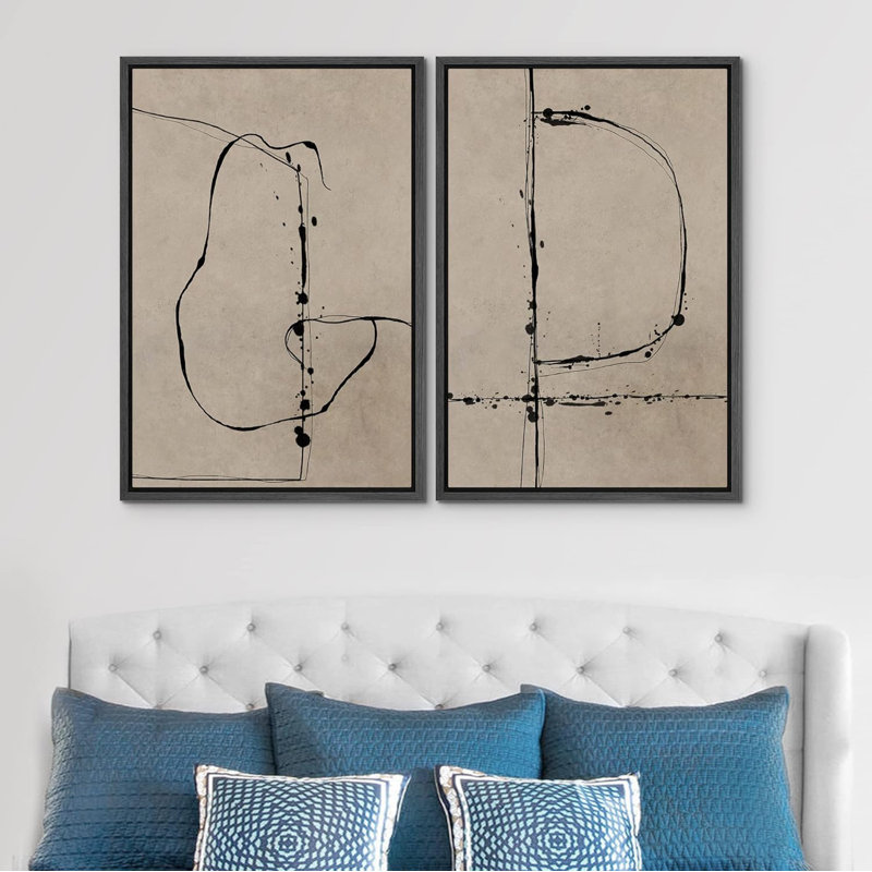 Grunge - Ensemble de 2 reproductions encadrées sur toile, Noir, H 24 po x l 16 po