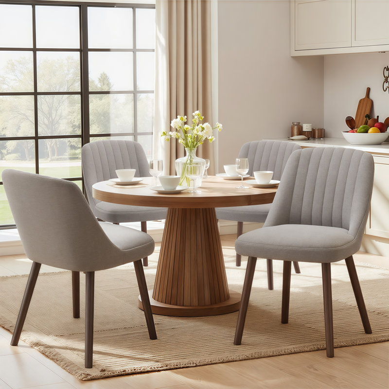 47cm H Fabric Upholstered Upholstered Back Side Chair in Camel, Taupe
