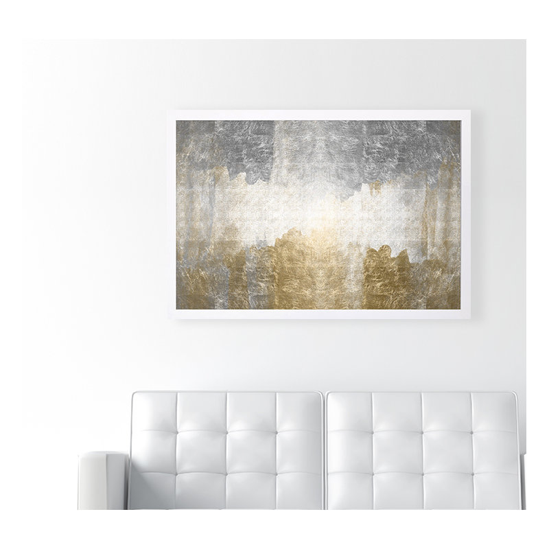 " Abstract Metallic Amantes Paint ", 38" H x 56" W x 0.5" D, White Framed