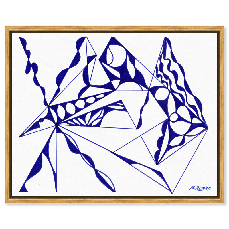 Manuel Roman - Blue Quartz Print by Oliver Gal, 31"H x 37"W, Gold Floater Frame