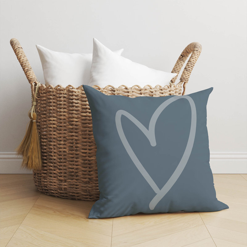 Coussin Love, Bleu géométrique, H 26 po x l 26 po