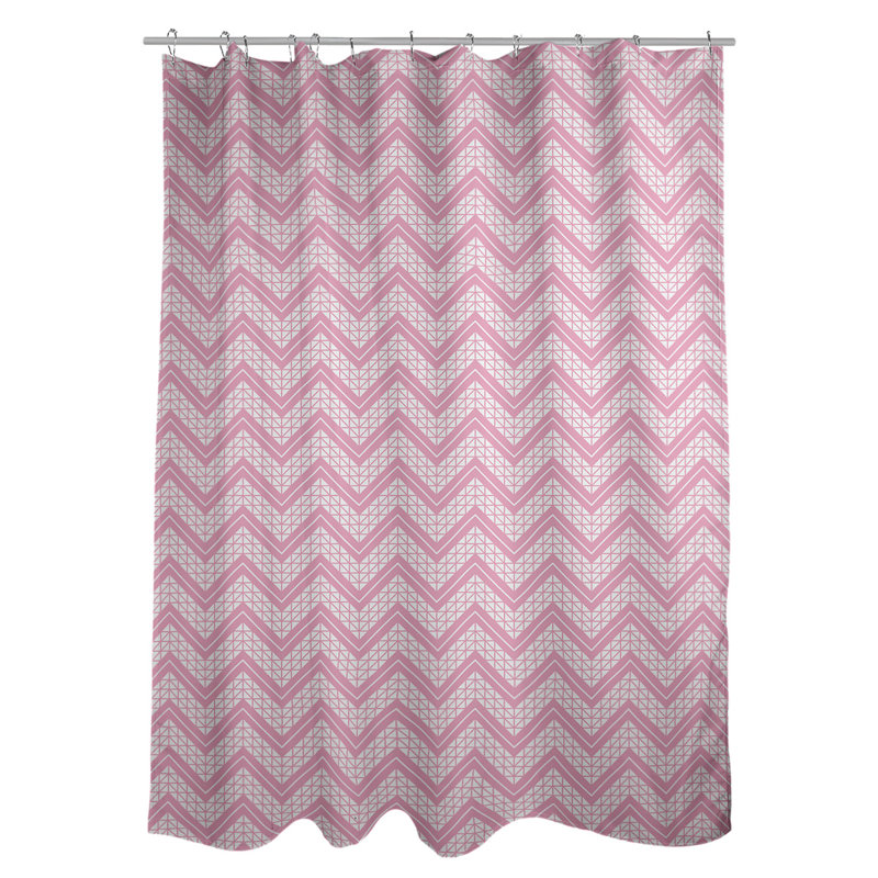Rideau de douche simple à chevrons à la main classic, Rose / blanc