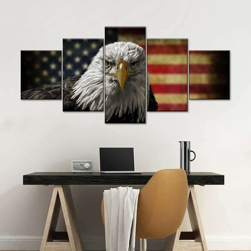 Aigle et drapeau de l'Amérique, 5 pièces, H 55 po x l 24 po x P 1,25 po