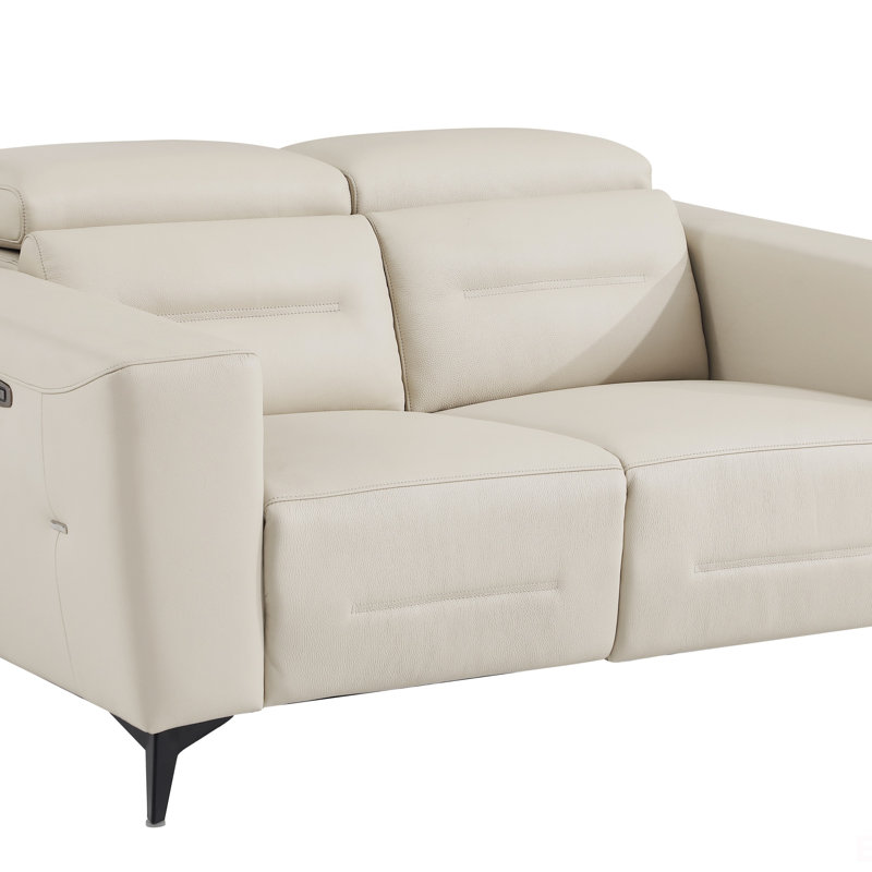 Causeuse inclinable électrique en cuir Wilkish, Beige