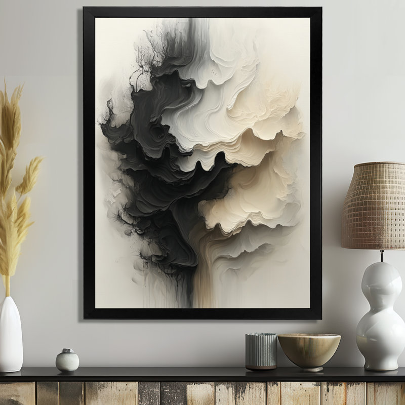 Oldsmar - Abstract Wall Decor, Framed Print without Mat, Noir, H 20 po x l 12 po