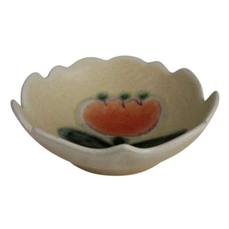 Plat à motif floral peint en céramique