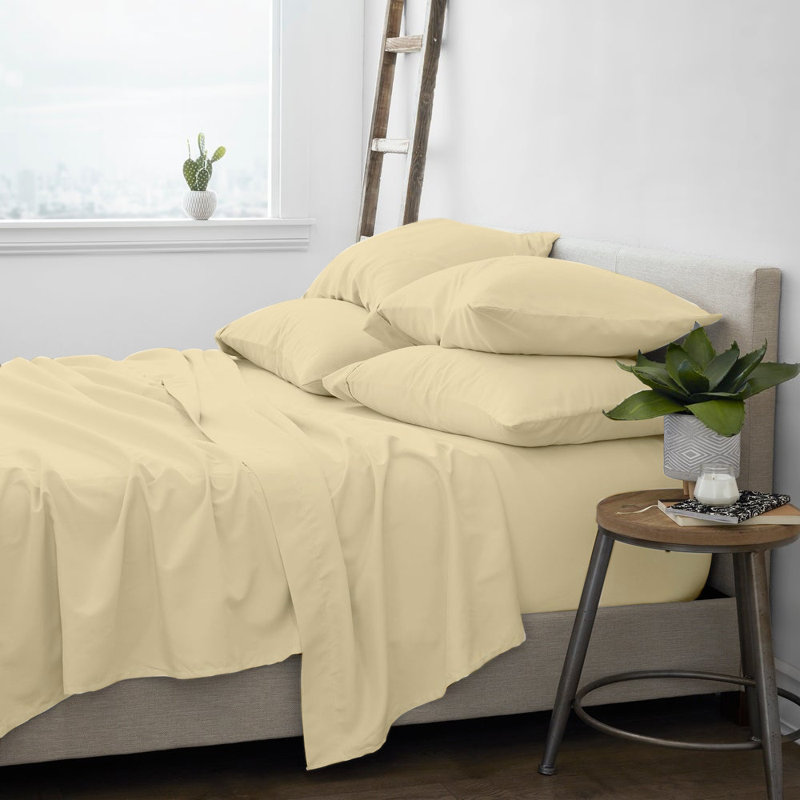 Ensemble de draps en micro-fibre, Beige, Double