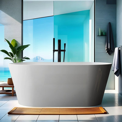 63.01'' x 31.11'' Freestanding Soaking Acrylic Bathtub
