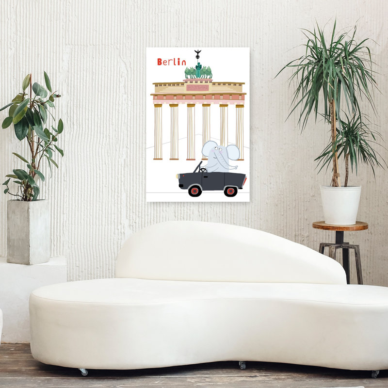 Affiche murale représentant des éléphants à Berlin, représentant une architecture contemporaine avec des éléphants.