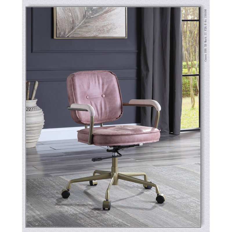 Chaise de bureau Siecross, Rose, Doré