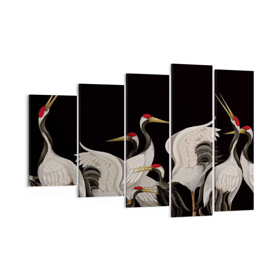 5-tlg. Leinwandbilder-Set Cranes Birds Graphics