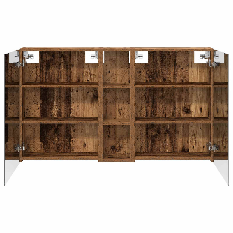 Mirrored Bathroom Cabinets with Mirror and 6, 70cmH x 120cmW x 14.5cmD, Dark Brown