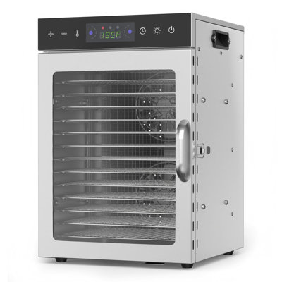 Déshydrateur d'aliments 14 plateaux avec plateaux en acier inoxydable, double flux d'air à 360 °, contrôle numérique de la température et minuterie 24H, déshydrateur électrique silencieux pour les fruits secs, les légumes, les herbes et les friandises pour animaux de compagnie