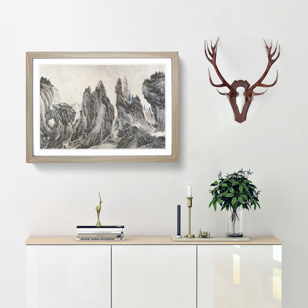 Mountain Landscape by Li Zai - Framed Print