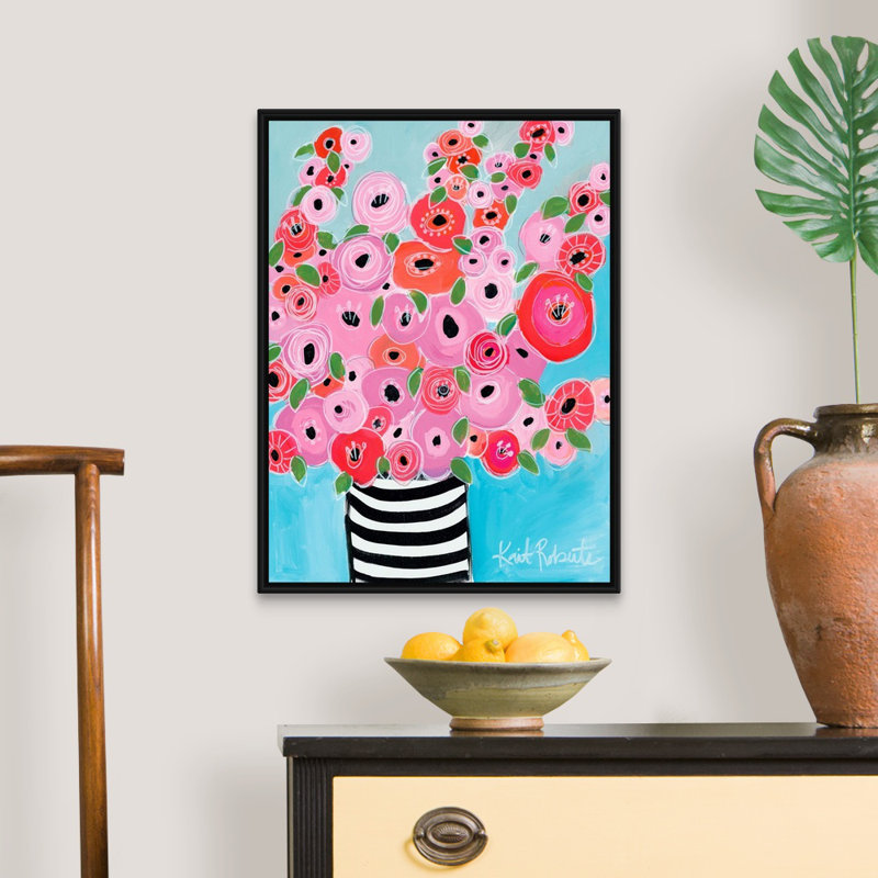 Reproduction d’art sur toile, "Dreaming of Poppies" par Kait Roberts, Cadre noir, H 26 po x l 20 po x P 1,75 po