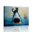 Whimsical Black Cat on Shark Canvas Wall Art (Nautical Humor) Stretched Frame for Eclectic Studio-2104880499