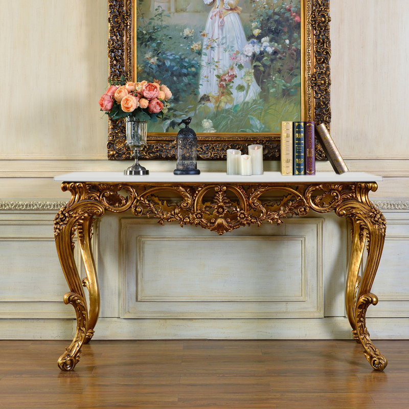 Rosia 62'' W Marble Console Table, White